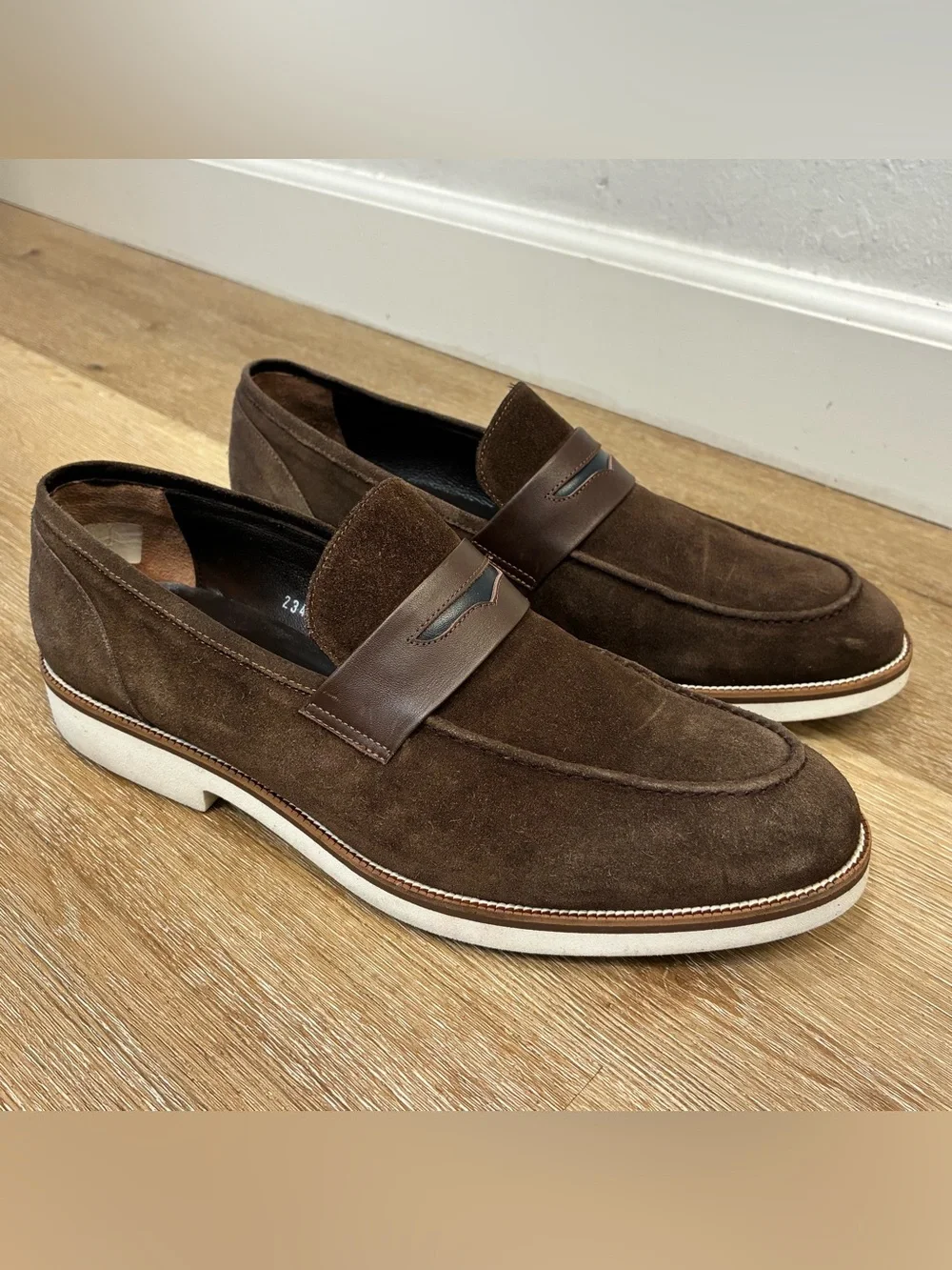 Kemal Tanca Brown Suede Penny Loafers Men's EU 44 US 10 Casual Dress Shoes